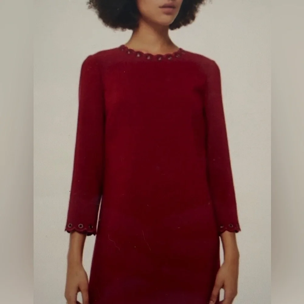 Kate Spade burgundy scalloped grommet dress 8